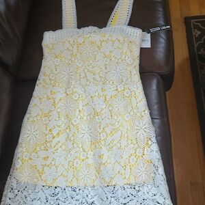 Design Lab Yellow White Lace Dress New With Tags Size Small